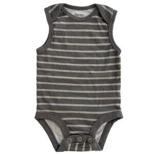 Hanes Gray & White Striped Sleeveless Tank Bodysuit Size 6-12 Months